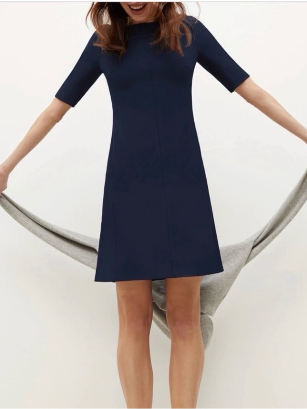 MM Lafleur “the Emily” Navy Short-Sleeve Shift Dress